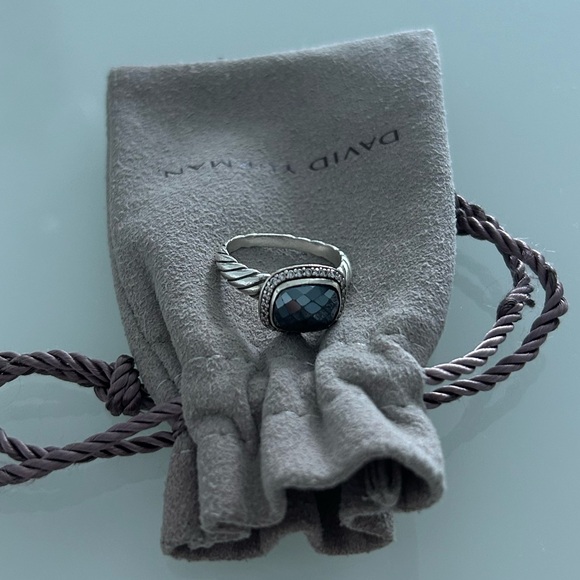 David Yurman Sterling Silver Diamond Black Onyx 10mm Noblesse Ring Size 7 - Picture 2 of 11